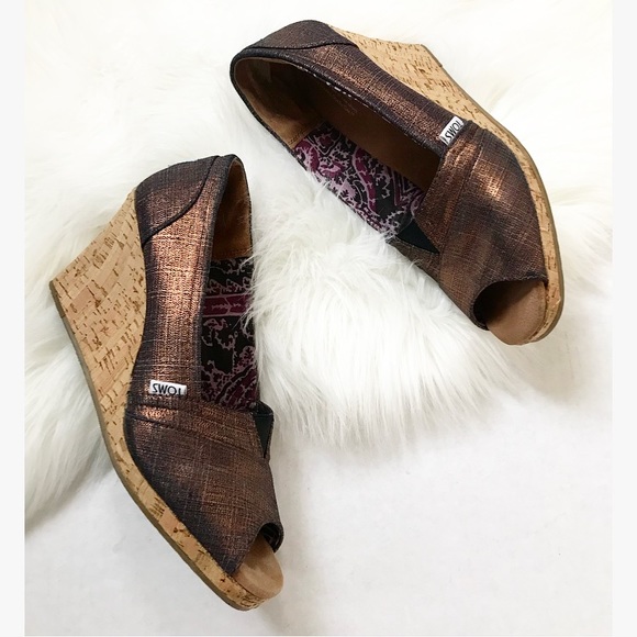Toms Shoes - Toms Stella cork wedge peep toe
